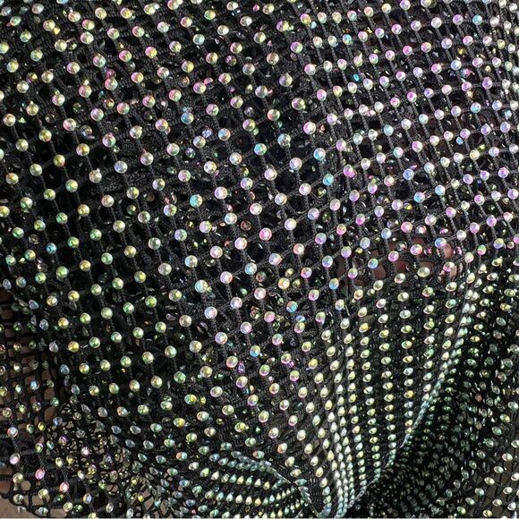 ZARA Shimmer Mesh Crop Top Color Black Size M - Picture 5 of 5